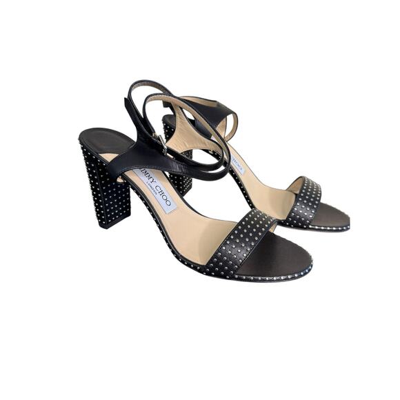 Jimmy Choo NIB Marine 85mm Micro-Studded Leather High Heels in Black Size 39 - Picture 6 of 9